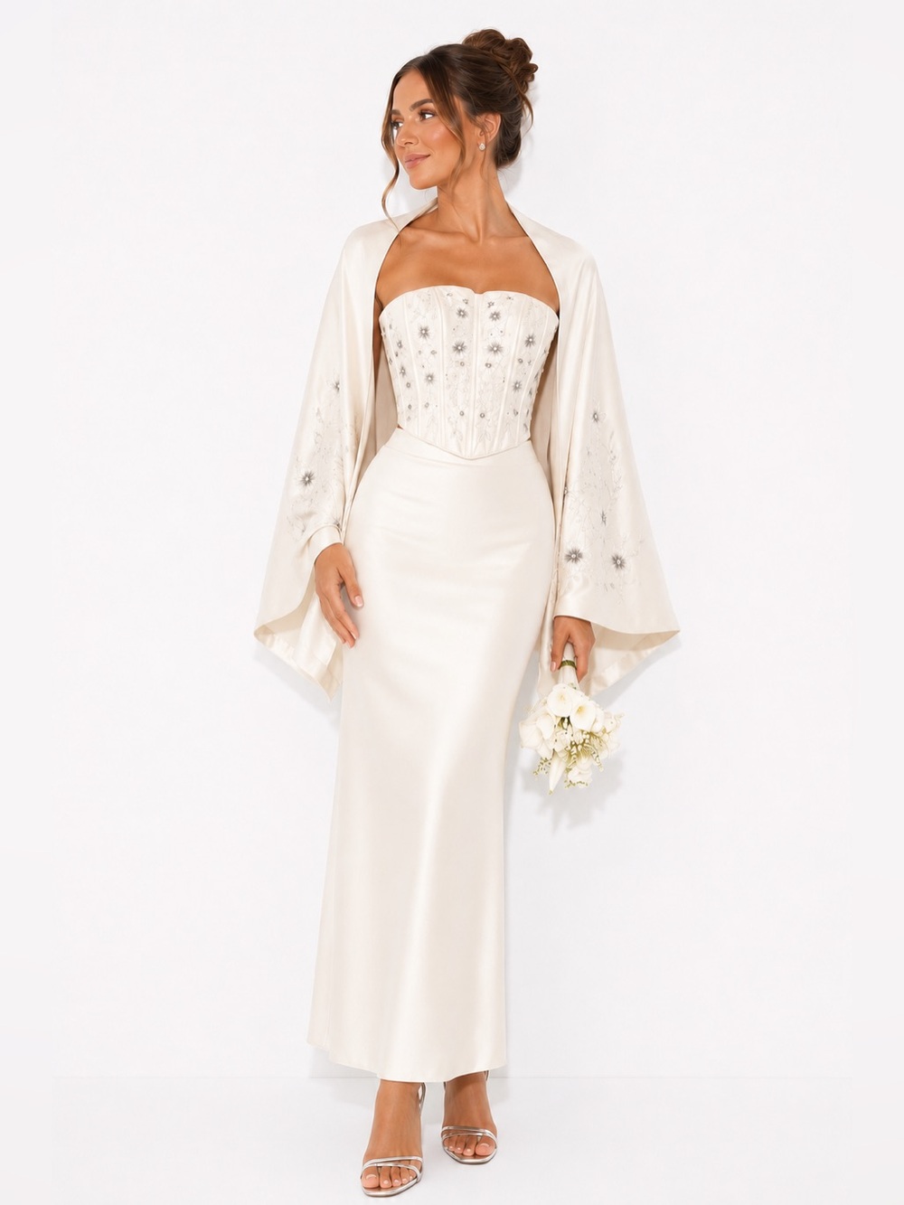 Christian Michele Ivory Embroidered 3-Piece Bridal Set